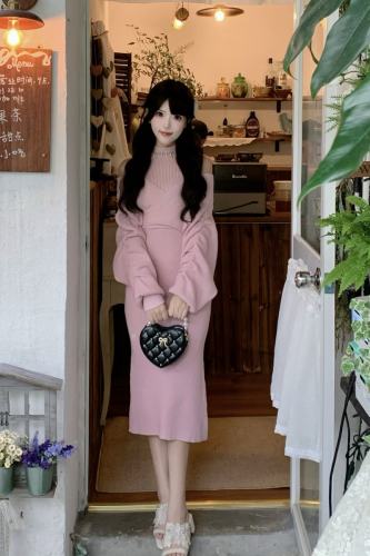 Kanna Pink Knitted Dress Jirai Kei Fashion