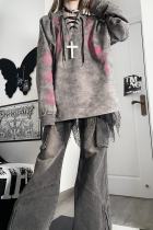 Tricuspid C Dark Chain Subculture Grey Hoodie Jirai Kei Clothing