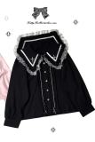 Kitty Bxllet Ruffled Kuro Long Sleeve Blouse Jirai Kei Fashion