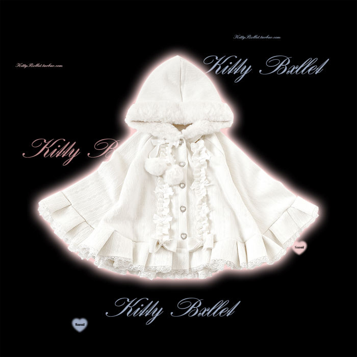 Kitty Bxllet Fluffy Sweetheart Hoodie Cape Jirai Kei Outfits