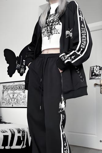 Tricuspid C Speeding Mirror Subculture Prints Sportswear Jirai Kei Outfits