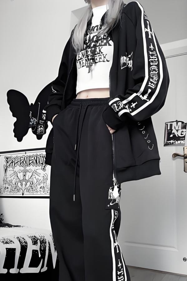 Tricuspid C Speeding Mirror Subculture Prints Sportswear Jirai Kei Outfits