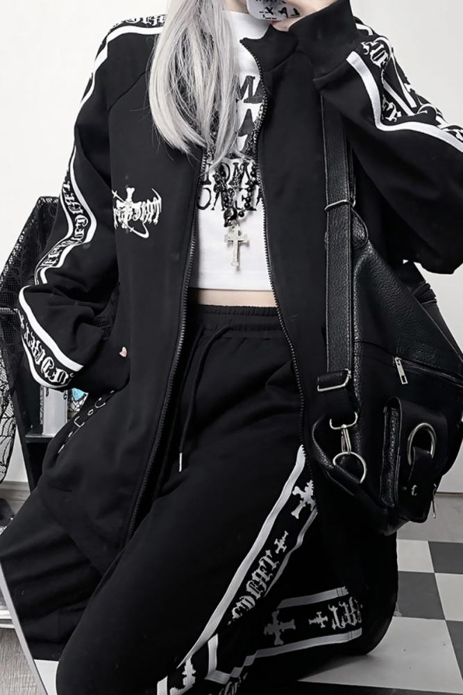 Tricuspid C Speeding Mirror Subculture Prints Sportswear Jirai Kei Outfits