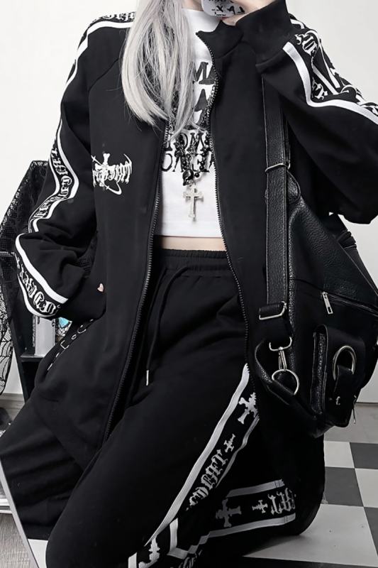 Tricuspid C Speeding Mirror Subculture Prints Sportswear Jirai Kei Outfits