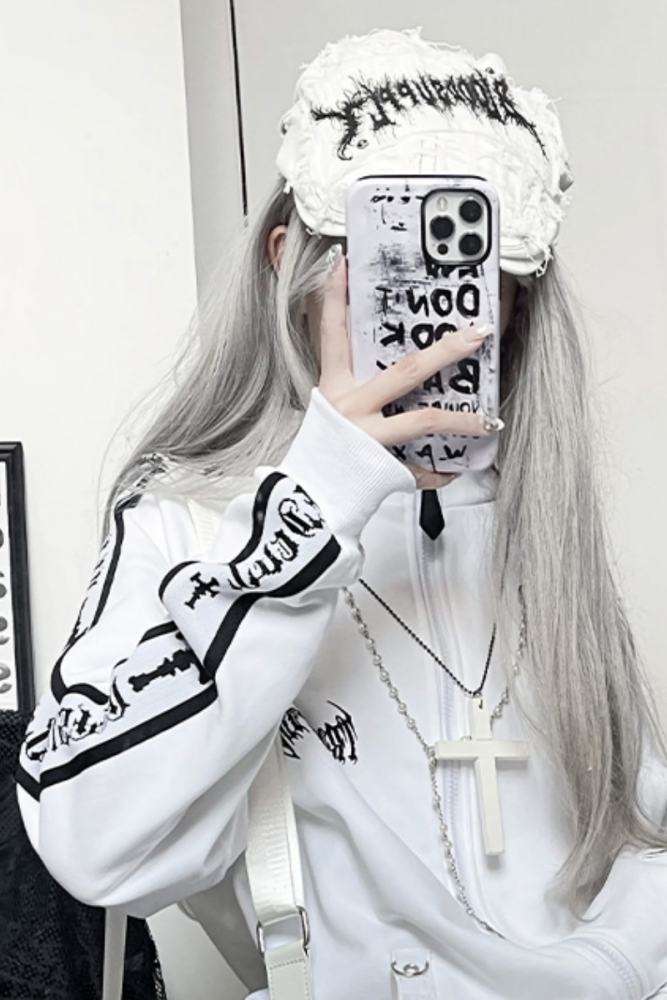 Tricuspid C Speeding Mirror Subculture Prints Sportswear Jirai Kei Outfits