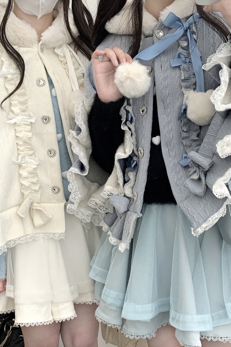 Kitty Bxllet Fluffy Sweetheart Hoodie Cape Jirai Kei Outfits