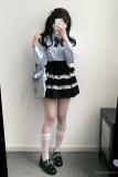 Kitty Bxllet Ruffled Kuro Long Sleeve Blouse Jirai Kei Fashion