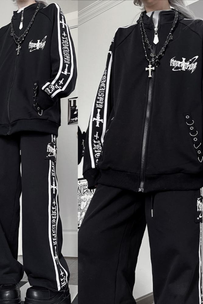 Tricuspid C Speeding Mirror Subculture Prints Sportswear Jirai Kei Outfits