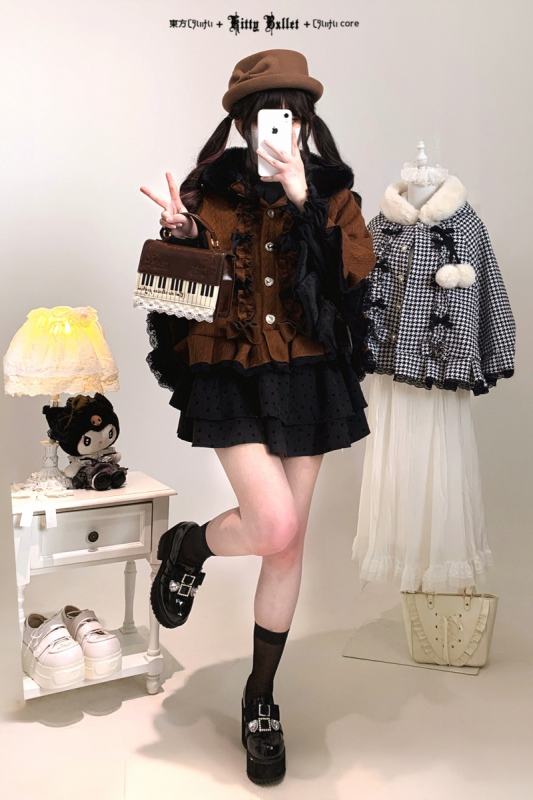 Kitty Bxllet Fluffy Sweetheart Hoodie Cape Jirai Kei Outfits