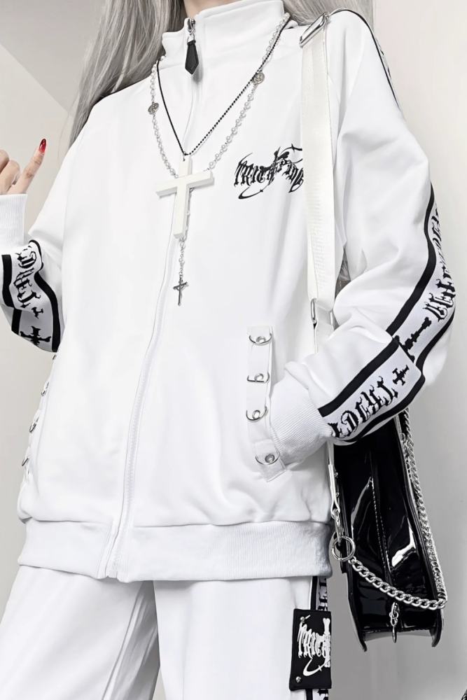 Tricuspid C Speeding Mirror Subculture Prints Sportswear Jirai Kei Outfits