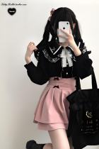 Kitty Bxllet Ruffled Kuro Long Sleeve Blouse Jirai Kei Fashion