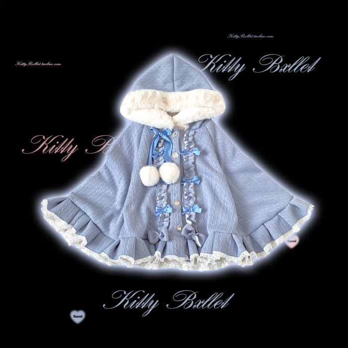 Kitty Bxllet Fluffy Sweetheart Hoodie Cape Jirai Kei Outfits