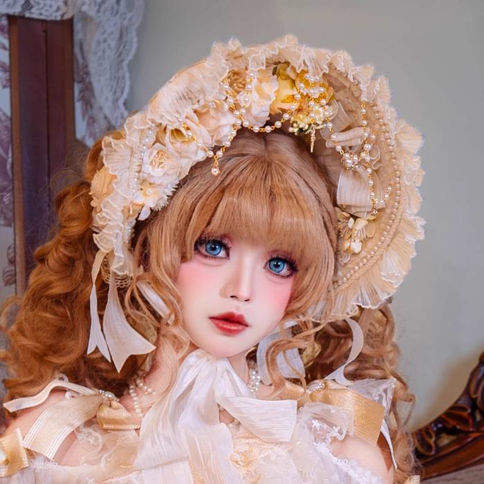 Cat Fairy Glass Phantom Green Plus Size Lolita Bonnet and Choker