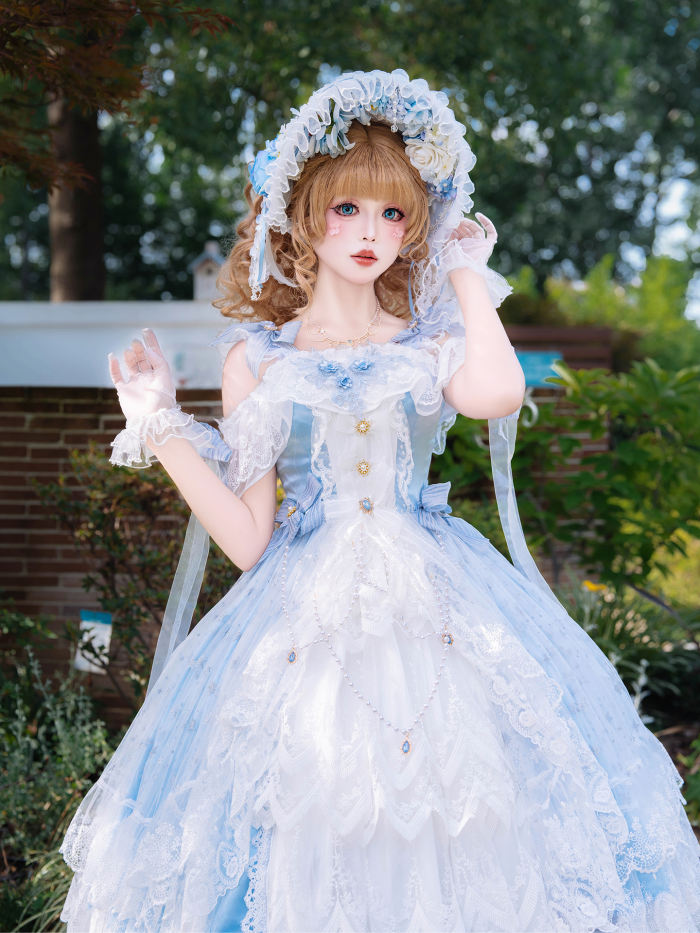 Cat Fairy Glass Phantom Green Plus Size Lolita Dress and Bonnet