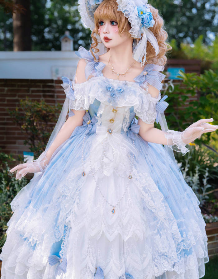 Cat Fairy Glass Phantom Green Plus Size Lolita Dress and Bonnet