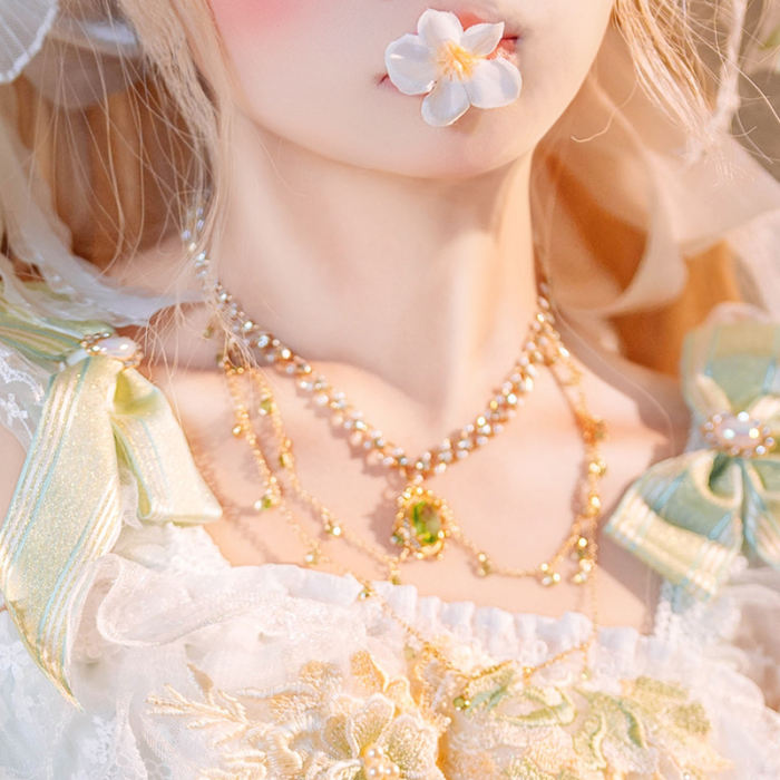 Cat Fairy Glass Phantom Green Plus Size Lolita Bonnet and Choker