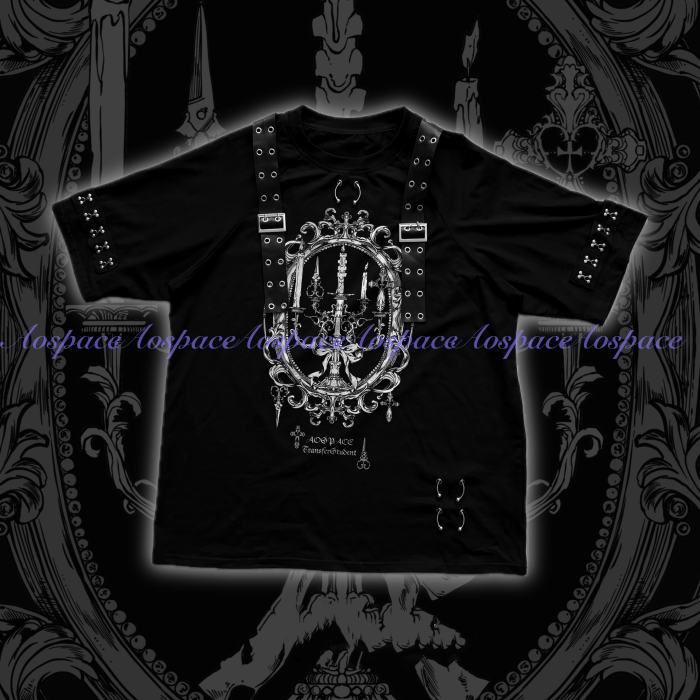 AO Space Candle Night Printed Short Sleeve T Shirt Jirai Kei Clothing