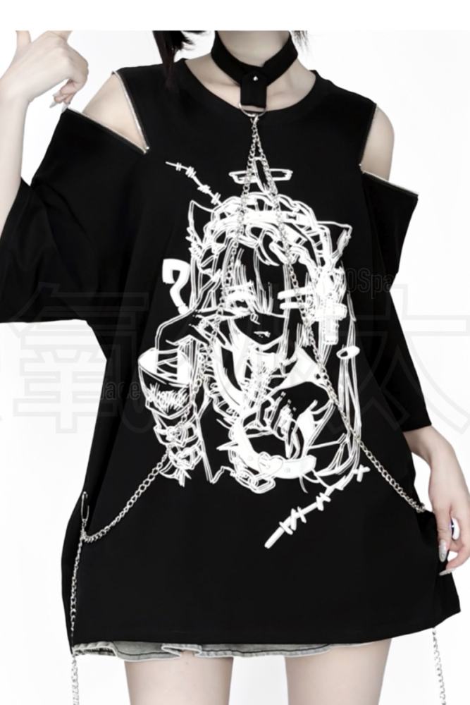 AO Space Printed Halter Neck T Shirt Jirai Kei Clothing