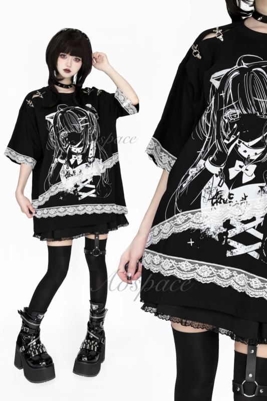 AO Space Devouring Love Comic Print T Shirt Jirai Kei Clothes