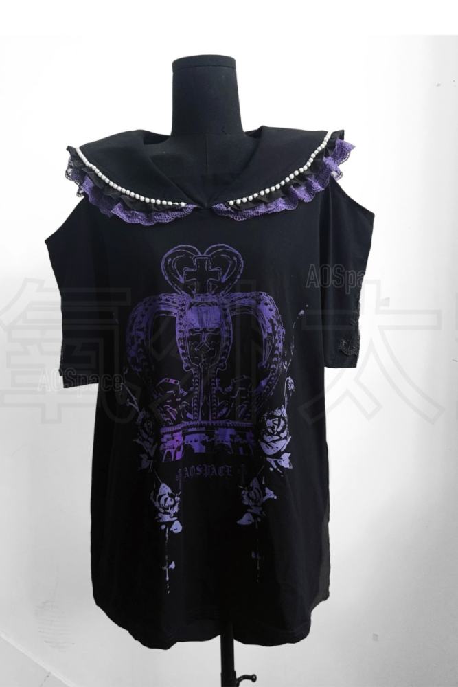 AO Space Sailor Collar Off Shoulder T Shirt Jirai Kei Fashion