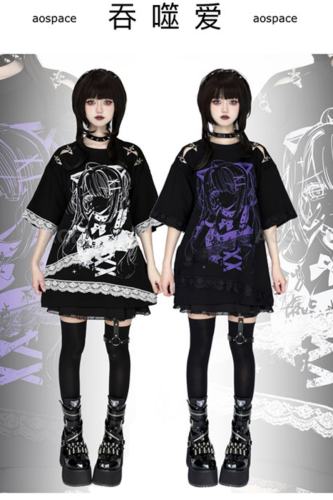 AO Space Devouring Love Comic Print T Shirt Jirai Kei Clothes