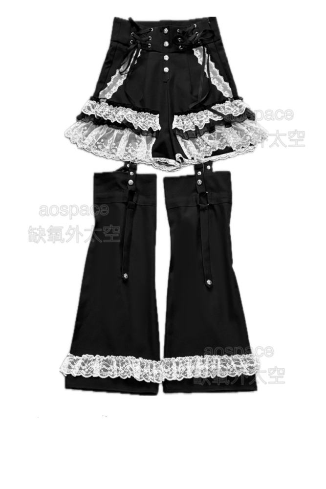 AO Space Dark Rabbit Punk Black Patchwork Shorts Jirai Kei Outfits