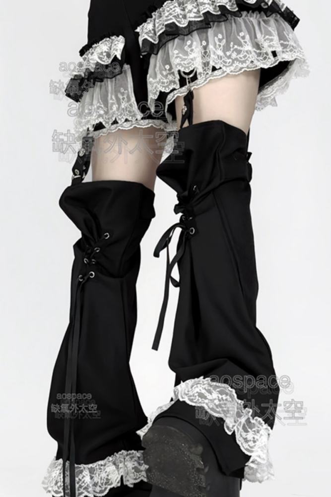 AO Space Dark Rabbit Punk Black Patchwork Shorts Jirai Kei Outfits
