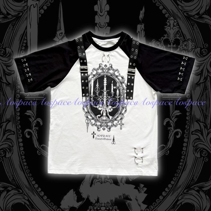AO Space Candle Night Printed Short Sleeve T Shirt Jirai Kei Clothing