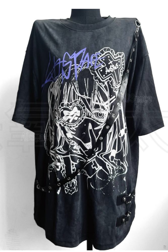 AO Space The Love Printed Belt T Shirt Jirai Kei Outfits