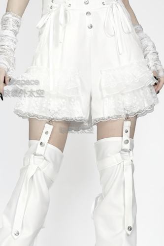 AO Space Dark Rabbit Punk Black Patchwork Shorts Jirai Kei Outfits