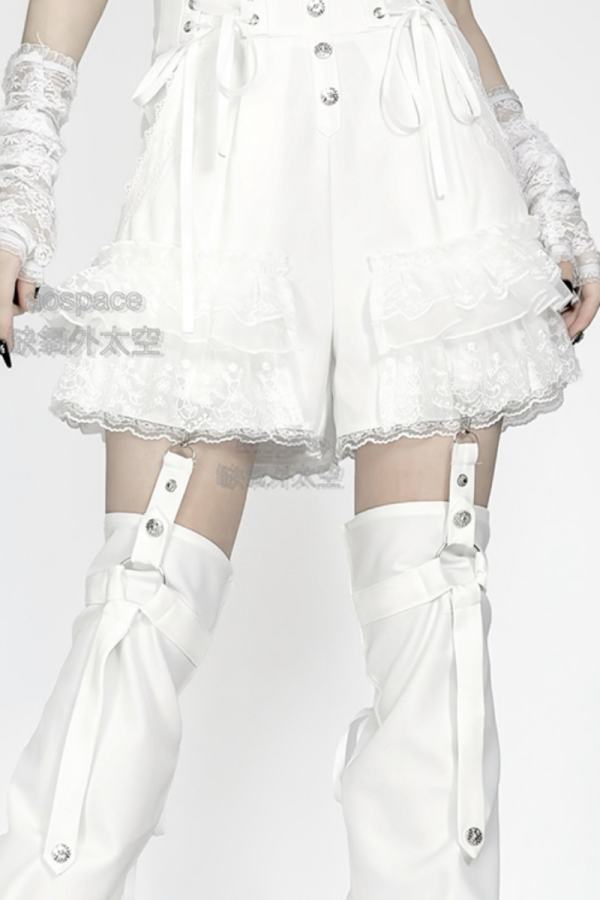 AO Space Dark Rabbit Punk Black Patchwork Shorts Jirai Kei Outfits