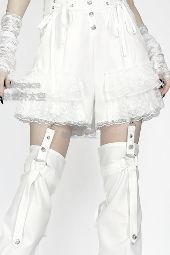 AO Space Dark Rabbit Punk Black Patchwork Shorts Jirai Kei Outfits
