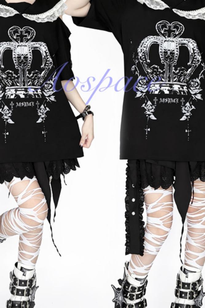 AO Space Sailor Collar Off Shoulder T Shirt Jirai Kei Fashion
