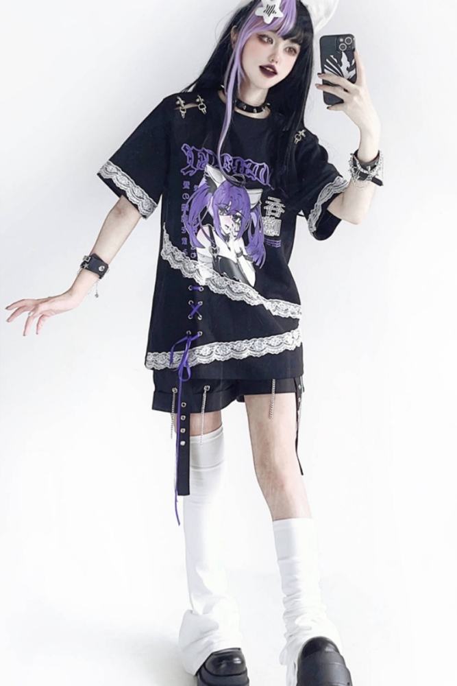 AO Space Lacework Above Knee High Leg Covers Jirai Kei Fashion