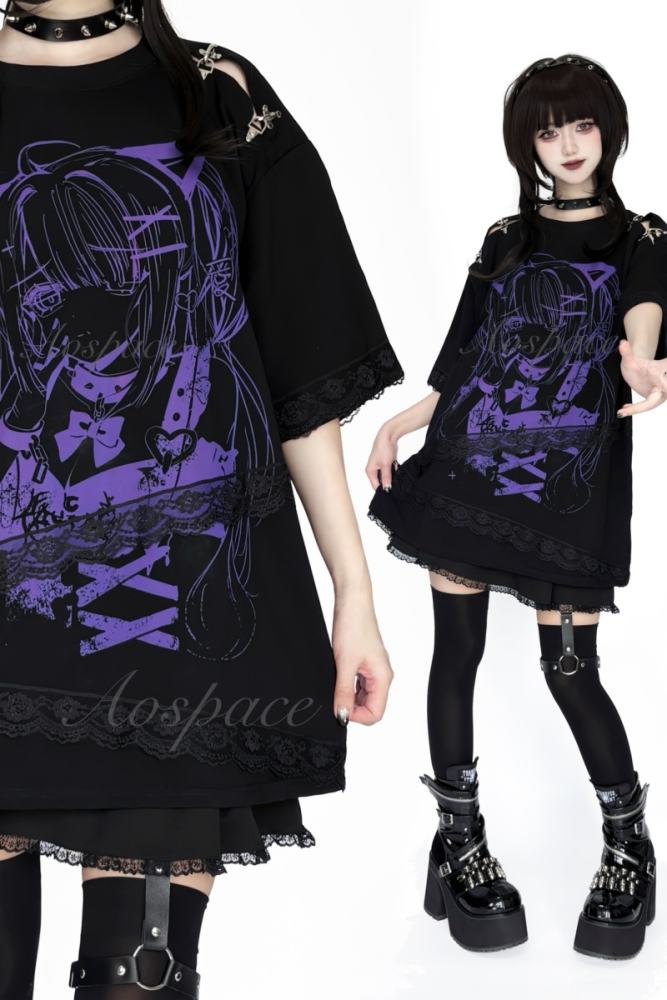AO Space Devouring Love Comic Print T Shirt Jirai Kei Clothes
