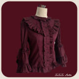 Burgundy Roses Old School Floral Lolita Dress,  Cape, Blouse and Accessories