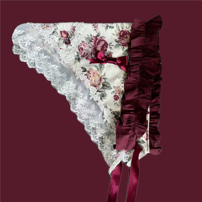 Burgundy Roses Old School Floral Lolita Dress, Cape, Blouse and Accessories