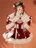 Lucky Pony Girl Christmas Qi Lolita Dress and Cape