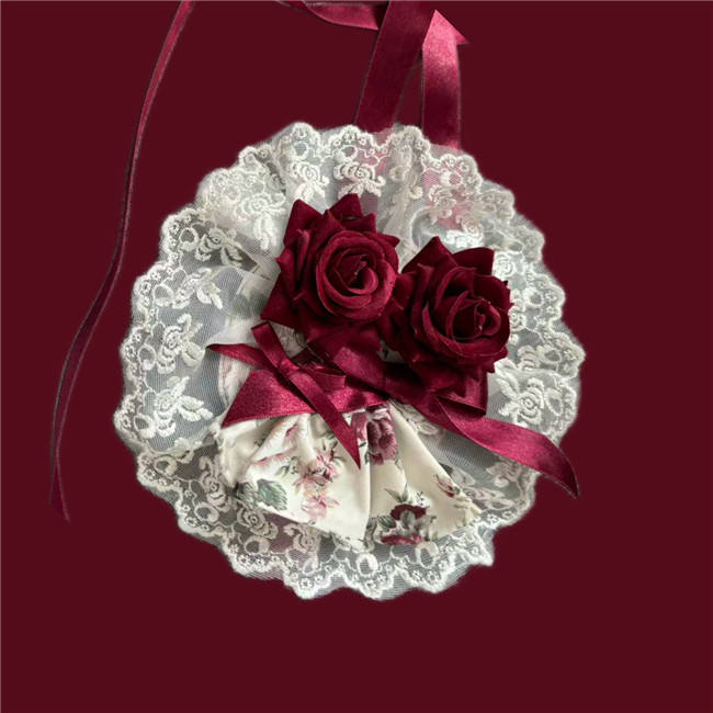 Burgundy Roses Old School Floral Lolita Dress, Cape, Blouse and Accessories