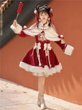 Lucky Pony Girl Christmas Qi Lolita Dress and Cape