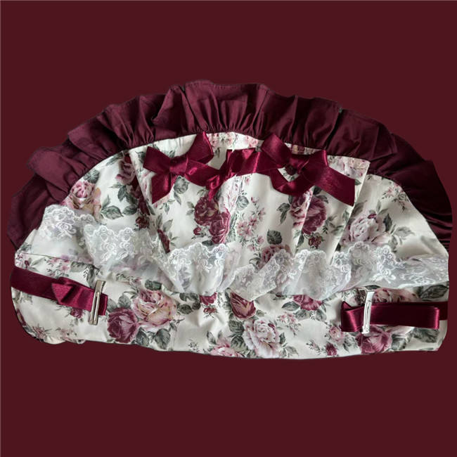 Burgundy Roses Old School Floral Lolita Dress, Cape, Blouse and Accessories