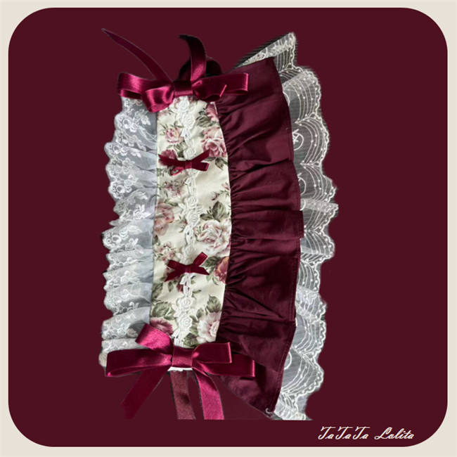 Burgundy Roses Old School Floral Lolita Dress, Cape, Blouse and Accessories