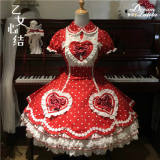 Meng Fu Zi Polka Dots Classic Cotton lolita Dress Black Pink OP In Stock