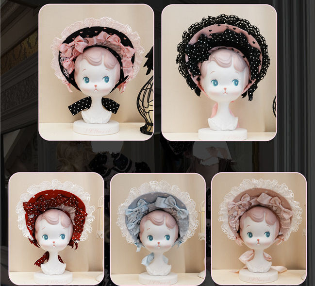 Meng Fu Zi Polka Dots Sweet Lace Headwear Wristcuffs
