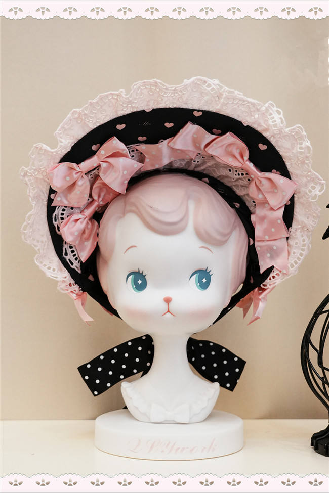 Meng Fu Zi Polka Dots Sweet Lace Headwear Wristcuffs