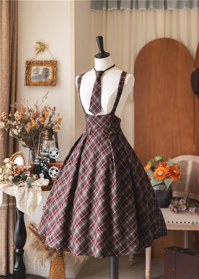 Forest Wardrobe Forest Beat Retro Plaid Lolita Salopette, Blouse and Coat