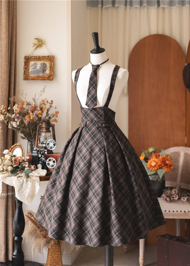 Forest Wardrobe Forest Beat Retro Plaid Lolita Salopette, Blouse and Coat