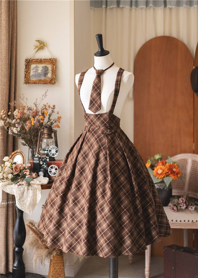 Forest Wardrobe Forest Beat Retro Plaid Lolita Salopette, Blouse and Coat