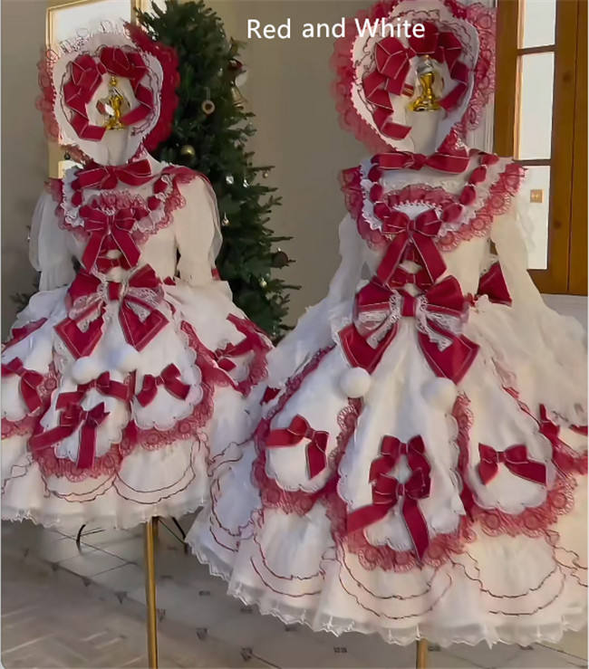 Elpress L Christmas H Hime Lolita Dress, Bonnet and Wristcuffs