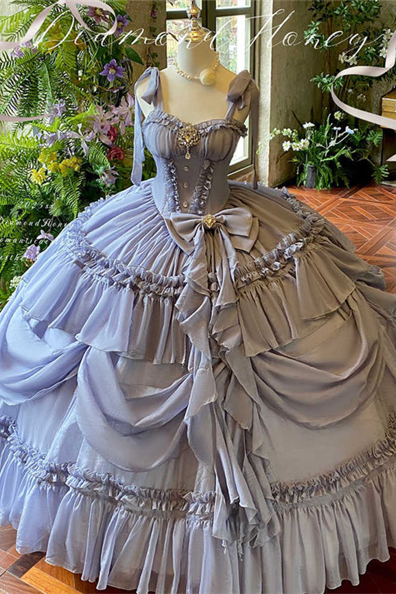 Diamond Honey Moonlight Lover Blue Fluffy Princess Prom Dress